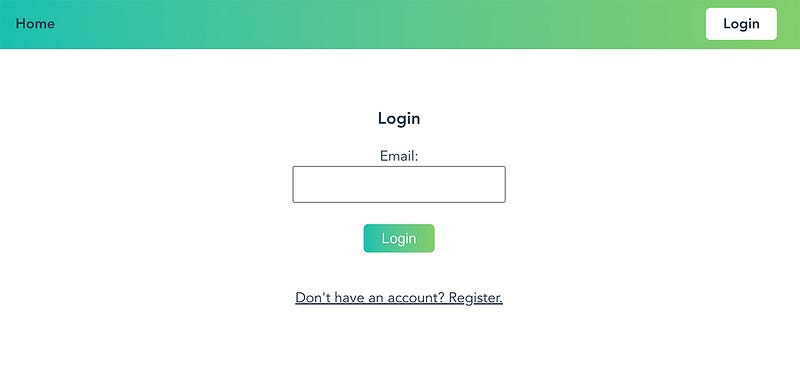 A screenshot of a webpage that shows a single text box for entering your email and a login button